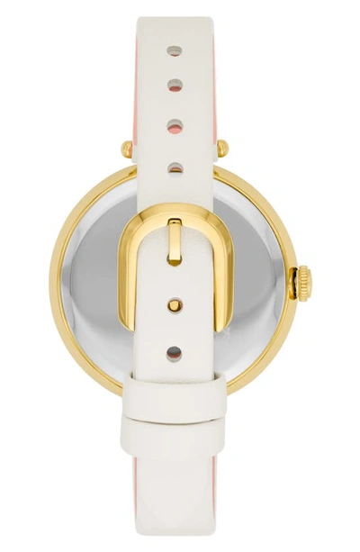 Shop Kate Spade Holland Dragonfly Leather Strap Watch, 34mm In Cream / Gold