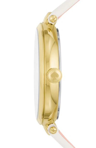Shop Kate Spade Holland Dragonfly Leather Strap Watch, 34mm In Cream / Gold