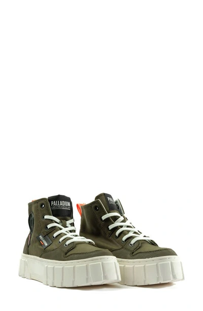 Palladium Pallatower High Top Platform Sneaker In Olive Night