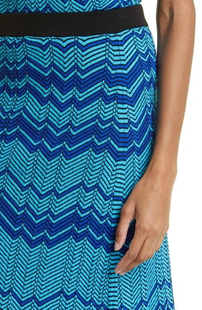 Shop Wales Bonner Palm Motif Knit Midi Skirt In Green And Blue