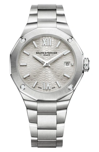 Shop Baume & Mercier Riviera 10614 Automatic Bracelet Watch, 36mm In Silver