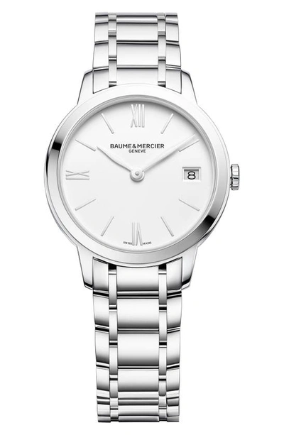 Shop Baume & Mercier Classima 10335 Automatic Bracelet Watch, 31mm In Silver