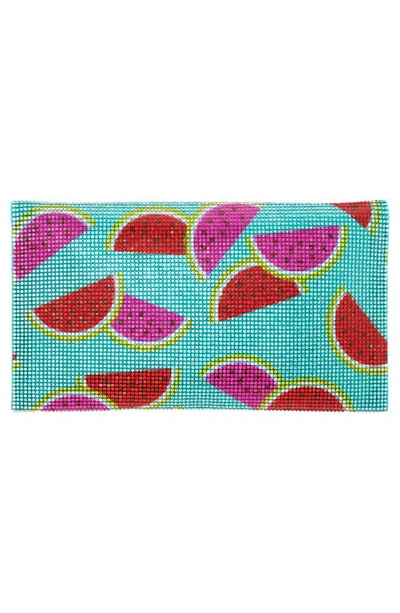 Shop Nina Watermelon Print Crystal Envelope Clutch In Watermelon Multi