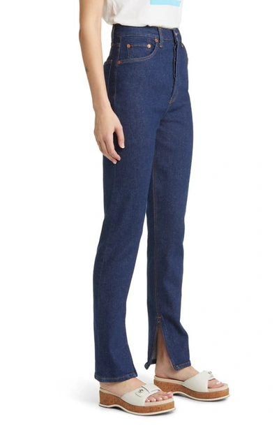 Re/done Super High Drainpipe Zip-hem Jeans In Rigid Like