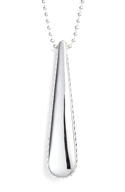 Shop Lagos Signature Caviar Long Teardrop Pendant Necklace In Silver