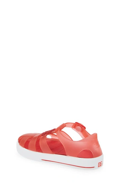 Shop Dolce & Gabbana Kids' Logo Jelly Fisherman Sandal In Red