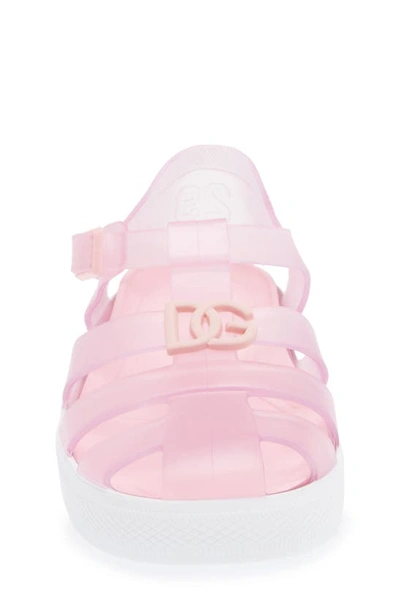 Shop Dolce & Gabbana Kids' Logo Jelly Fisherman Sandal In Pink