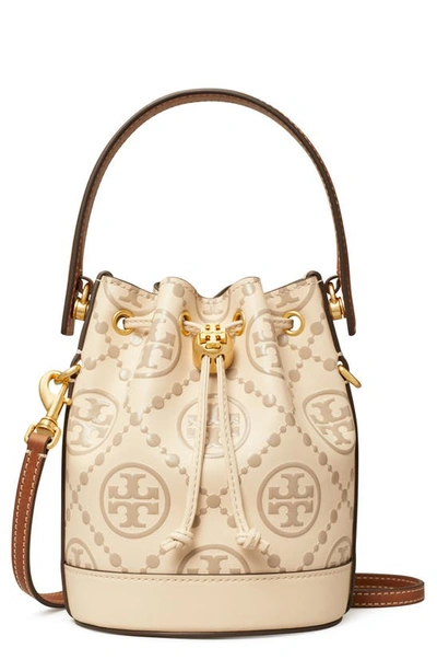 11461 TORY BURCH T Monogram Embossed Mini Bucket Bag LONGAN