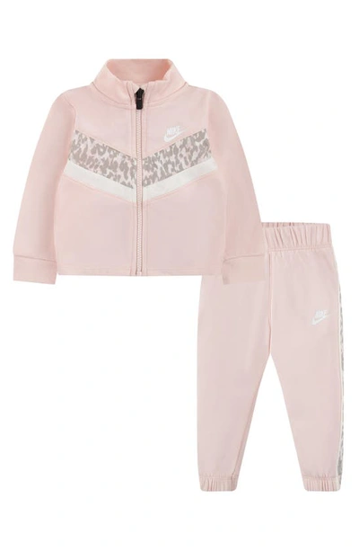 Shop Nike Leopard Tricot Tracksuit Set In Echo Pink