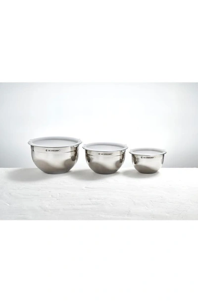 Le Creuset Set Of 3 Stainless Steel Nested Mixing Bowls In Stainless Steel