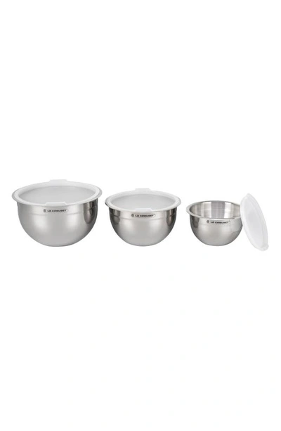 Le Creuset Set Of 3 Stainless Steel Nested Mixing Bowls In Stainless Steel