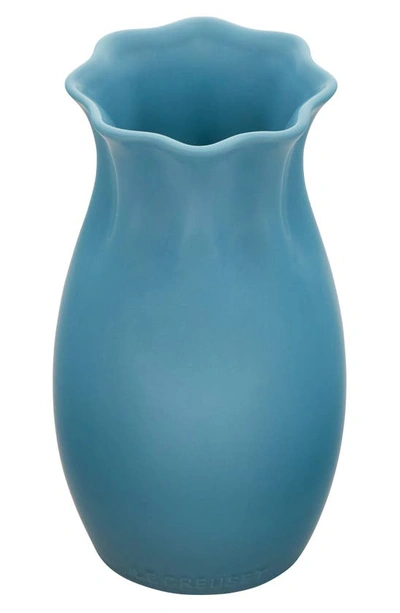Shop Le Creuset Small Stoneware Vase In Caribbean
