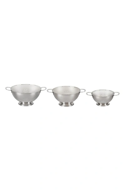 Le Creuset Set Of 3 Stackable Stainless Steel Colanders In Stainless Steel