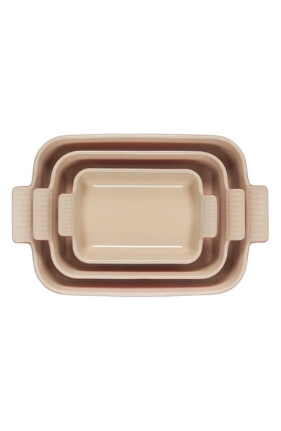 Le Creuset The Heritage Set Of 3 Rectangular Baking Dishes In Cerise