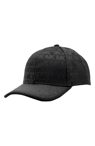 Shop Michael Kors Logo Jacquard Wool Baseball Cap In Black