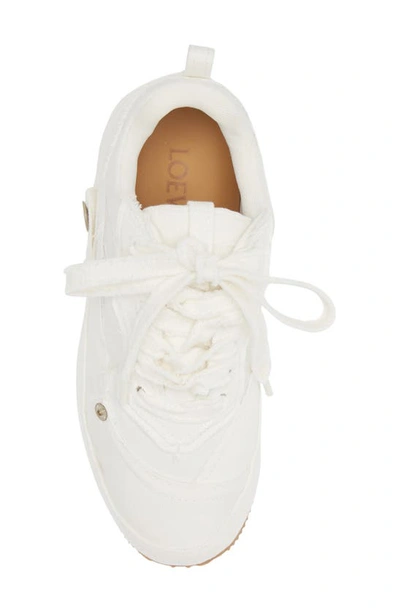 Shop Loewe Deconstructed Denim Sneaker In Soft White