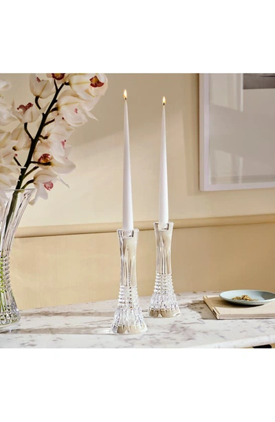 Waterford Lismore Diamond Set Of 2 7-inch Crystal Candlesticks In Clear