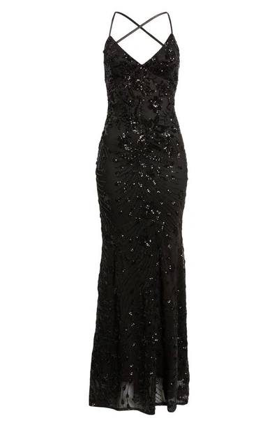 Shop Lulus Photo Finish Sequin High-low Maxi Dress In Black