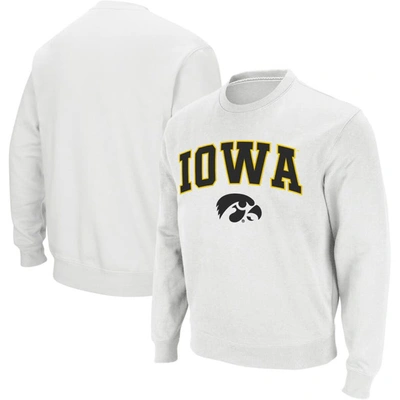 Shop Colosseum White Iowa Hawkeyes Arch & Logo Crew Neck Sweatshirt