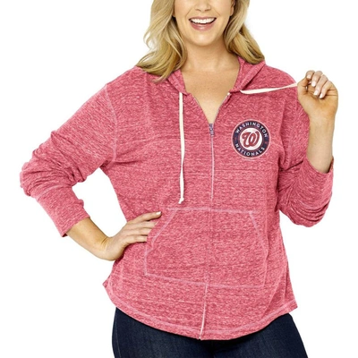 Shop Soft As A Grape Red Washington Nationals Plus Size Full-zip Lightweight Hoodie Top