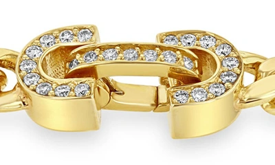 Shop Zoë Chicco Vintage Pavé Diamond Horsebit Link Large Curb Chain Bracelet In 14k Yellow Gold
