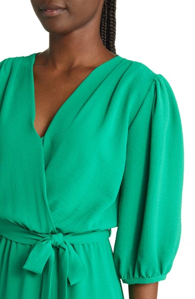 Shop Fraiche By J Puff Sleeve Faux Wrap Maxi Dress In Green