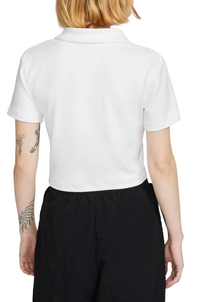 Shop Nike Essentials Stretch Crop Polo In White/ Black