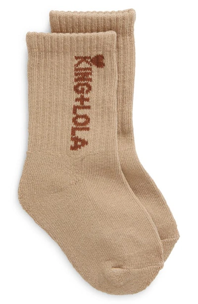 Shop King + Lola Kids' Logo Socks In Khaki