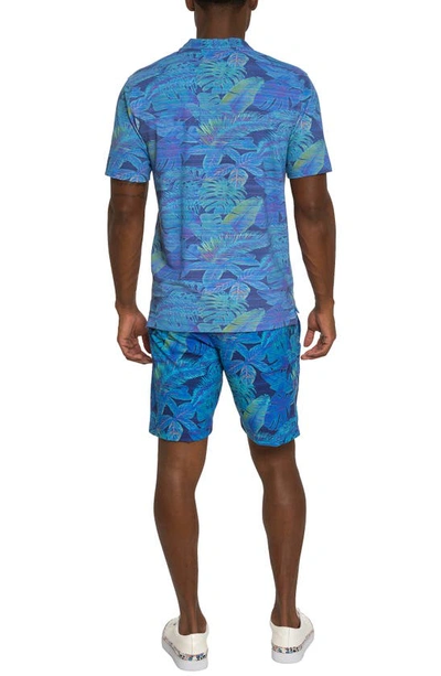 Shop Robert Graham Paradise Garage Short Sleeve Stretch Cotton Polo In Teal