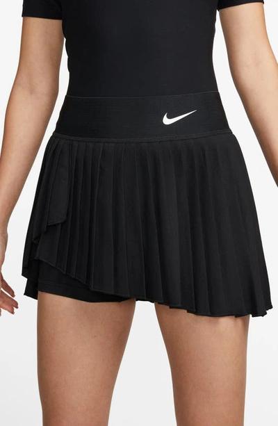 Shop Nike Court Dri-fit Advantage Pleated Tennis Skirt In Black/ White