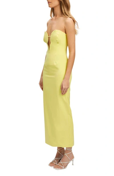 Shop Bardot Eleni Strapless Plunge Neck Midi Dress In Sunshine