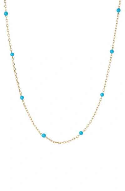 Shop Argento Vivo Sterling Silver Enamel Dot Station Necklace In Gold/ Turquoise