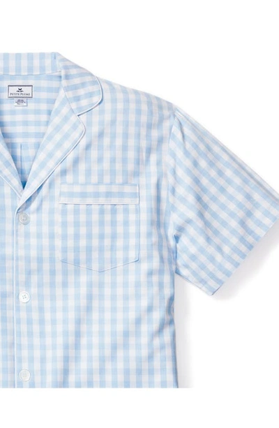 Petite Plume Men's Gingham Check Short Pajama Set In Blue