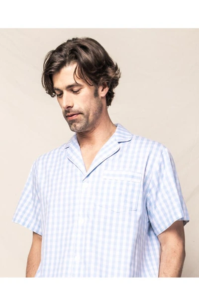 Petite Plume Men's Gingham Check Short Pajama Set In Blue