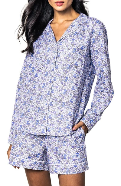 Shop Petite Plume Fleur Dazur Floral Short Pajamas In Blue