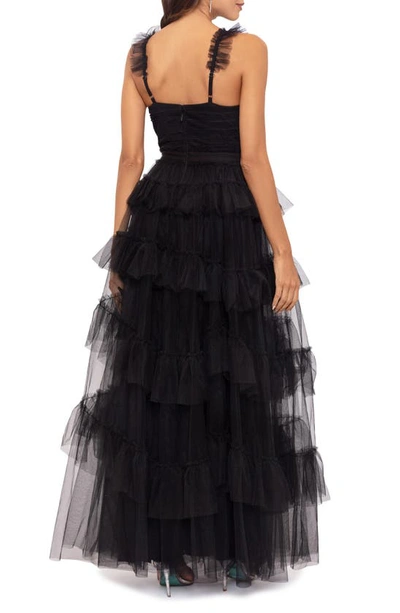 Betsy & Adam Women's Ruffled Tiered Gown In Black
