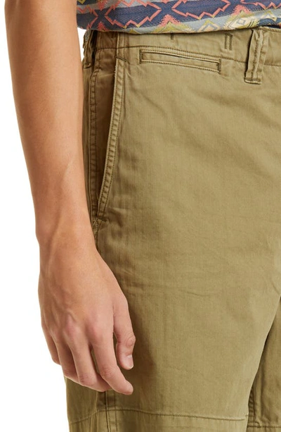 Shop Double Rl Herringbone Cotton Twill Field Shorts In Faded Olive