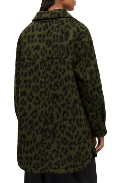 Allsaints Sophie Leo Shirt Jacket In Khaki Green