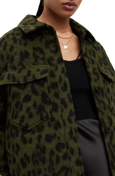 Allsaints Sophie Leo Shirt Jacket In Khaki Green