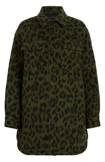 Allsaints Sophie Leo Shirt Jacket In Khaki Green