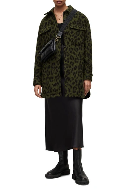 Allsaints Sophie Leo Shirt Jacket In Khaki Green