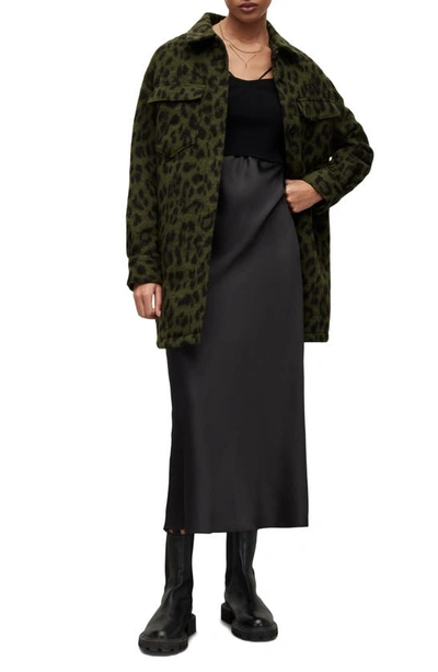 Allsaints Sophie Leo Shirt Jacket In Khaki Green