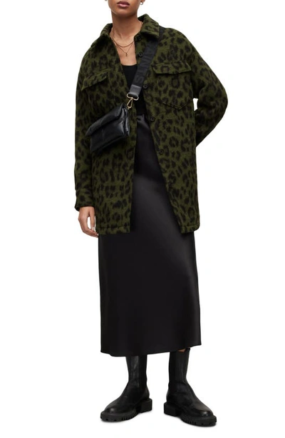 Allsaints Sophie Leo Shirt Jacket In Khaki Green
