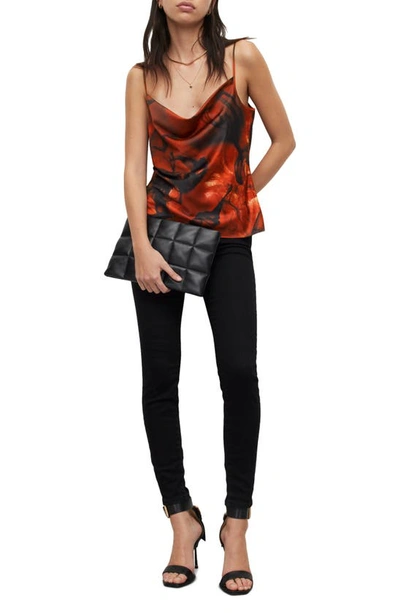 Shop Allsaints Hadley Claudia Abstract Print Satin Camisole In Deep Rust Red