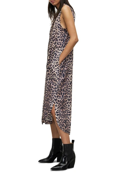 Allsaints Angelina Leopard Print Long Sleeve Sweater And Sleeveless Dress Set In Black Leopard