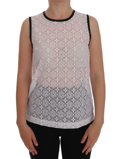 Shop Dolce & Gabbana White Lace Floral Nylon Tank Women's T-shirt