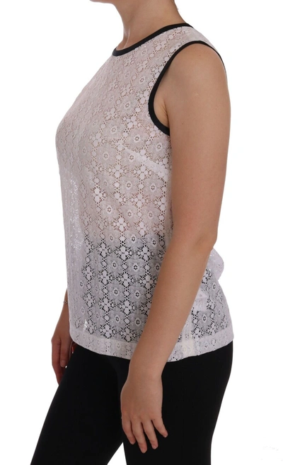 Shop Dolce & Gabbana White Lace Floral Nylon Tank Women's T-shirt