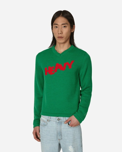 Shop Erl Logo Knit Sweater In Green