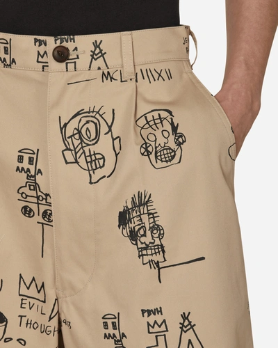 Junya Watanabe X Basquiat Printed Cotton Shorts In Beige