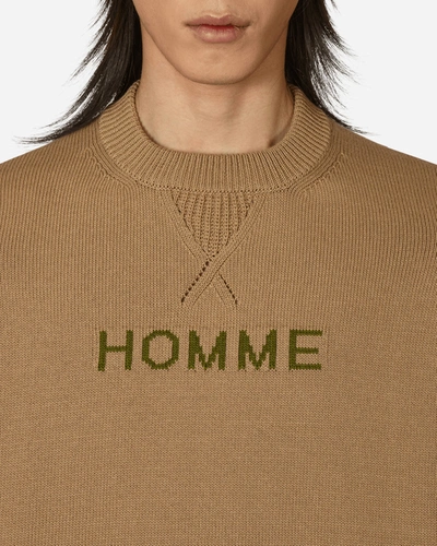 Shop Comme Des Garçons Homme Deux Logo Crewneck Sweater In Beige